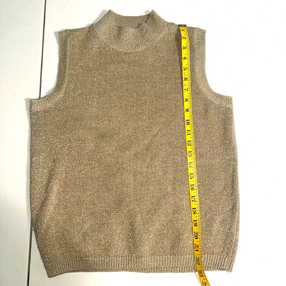 Studio C Womens Medium Top Mock Neck Metallic Holiday Going Out Party Feminine - Picture 4 of 6